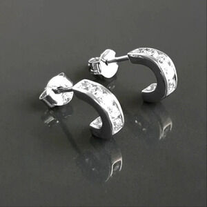 Rhinestone Huggies Hoop Earrings